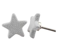 White Star Crackle Ceramic Knob